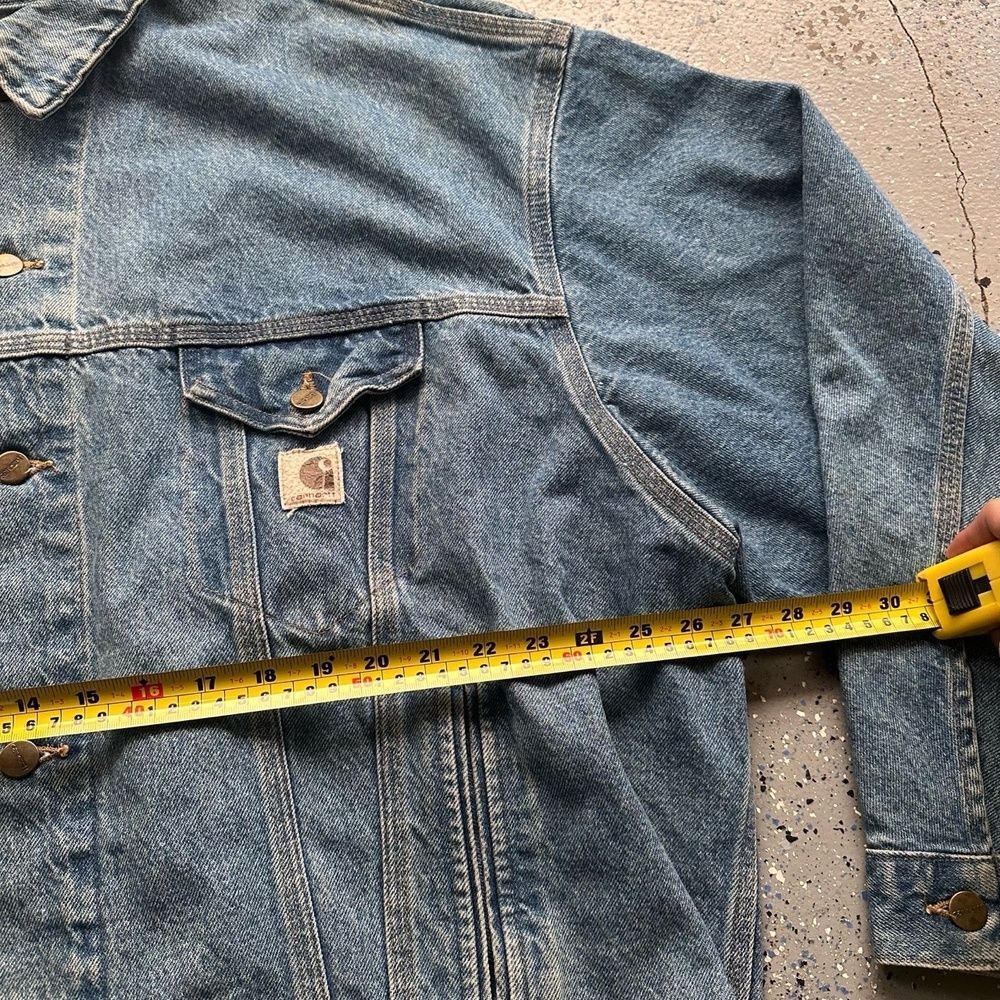Carhartt Vintage Faded Denim Chore Jacket XL Blue Button Up Workwear - Picture 4 of 8